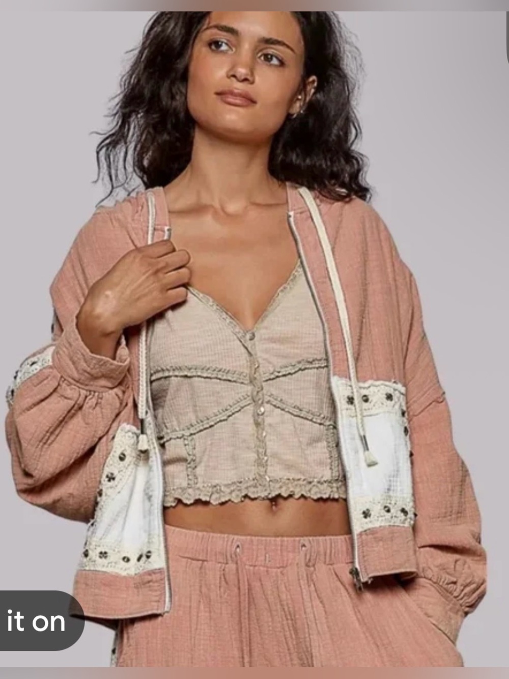 NWT POL Clothing Gauze Hoodie & Jogger Set - Picture 3 of 8